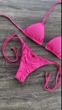 Fashion Solid Color Print Strappy Sexy Split Bikini